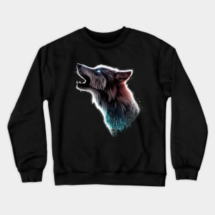 Majestic Wilderness: Intricate Wolf Head Silhouette Crewneck Sweatshirt